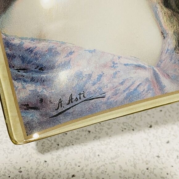 Asti Glass Pin Vanity Ring Dish Small Tray Edwardian Victorian Woman Portrait - Picture 4 of 7